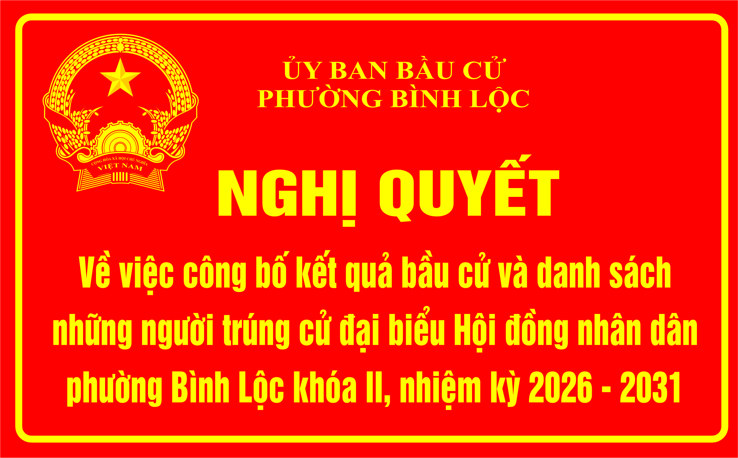 CONG BỐ QĐ BAU CƯ